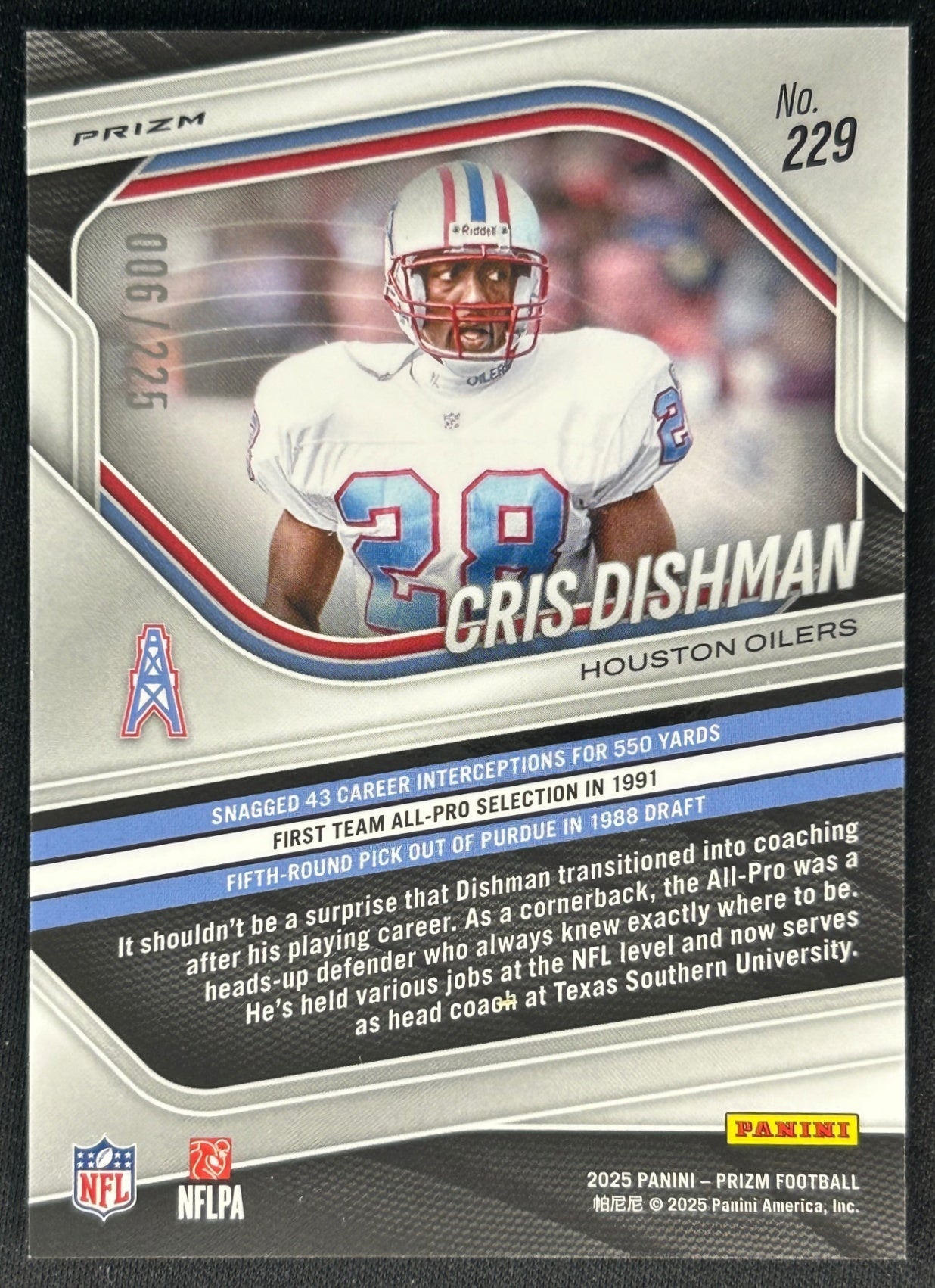 Cris Dishman 2025 Prizm Purple Ice /225 Oilers Sports Trading Cards
