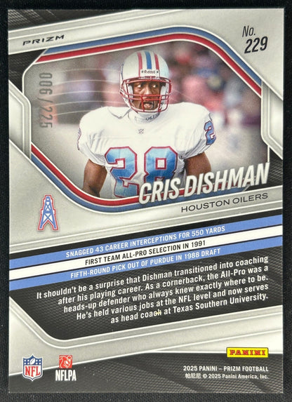Cris Dishman 2025 Prizm Purple Ice /225 Oilers Sports Trading Cards