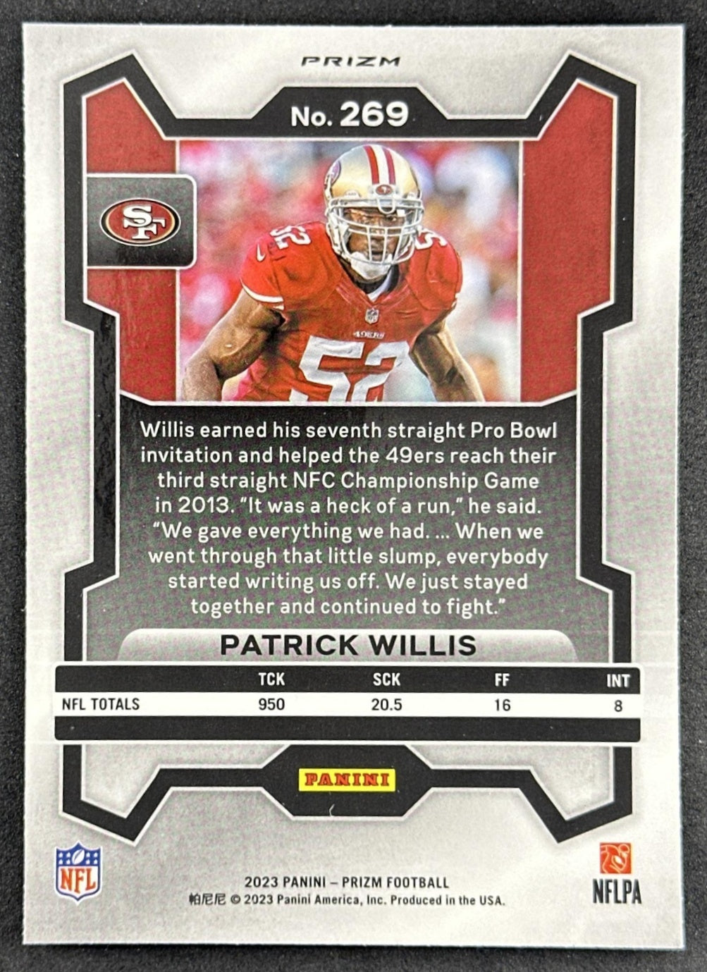 Patrick Willis 2023 Panini Prizm Red White and Blue 49ers Sports Trading Cards