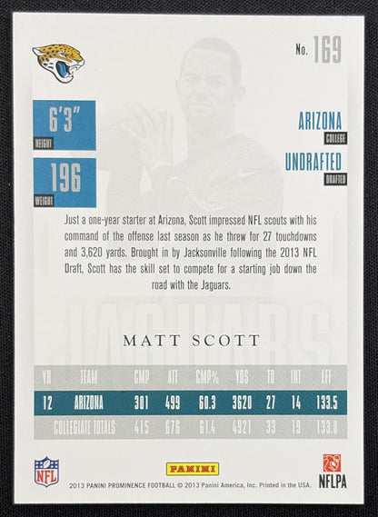 Matt Scott 2013 Panini Prominence Gold /199 Jaguars back
