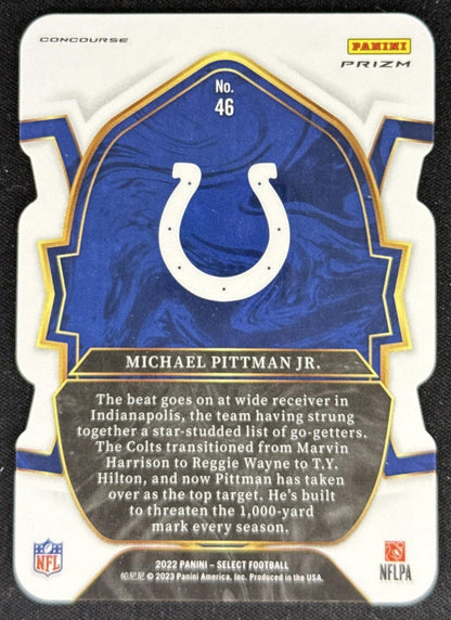 Michael Pittman Jr. 2022 Panini Select Black and Green Prizm Die Cut Colts Sports Trading Card