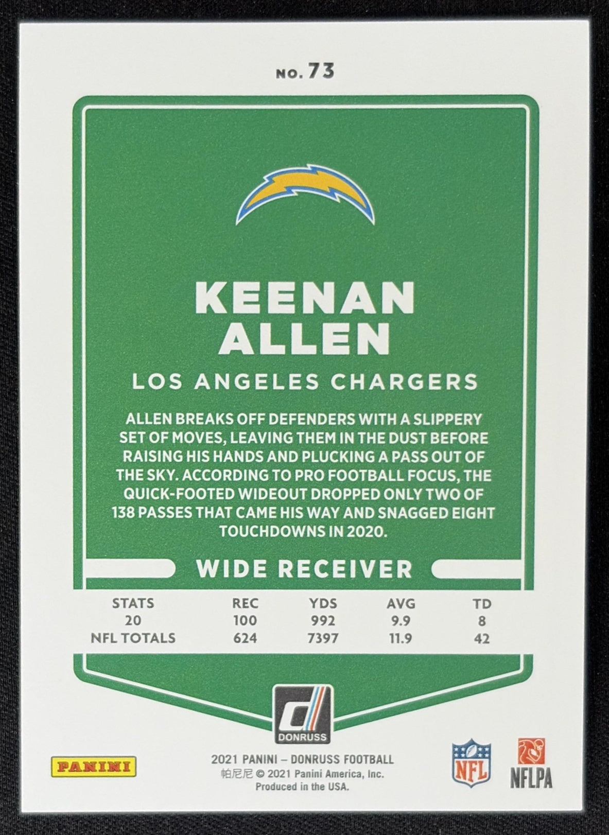 Keenan Allen 2021 Panini Donruss Press Proof Premium Chargers - Los Angeles Chargers
