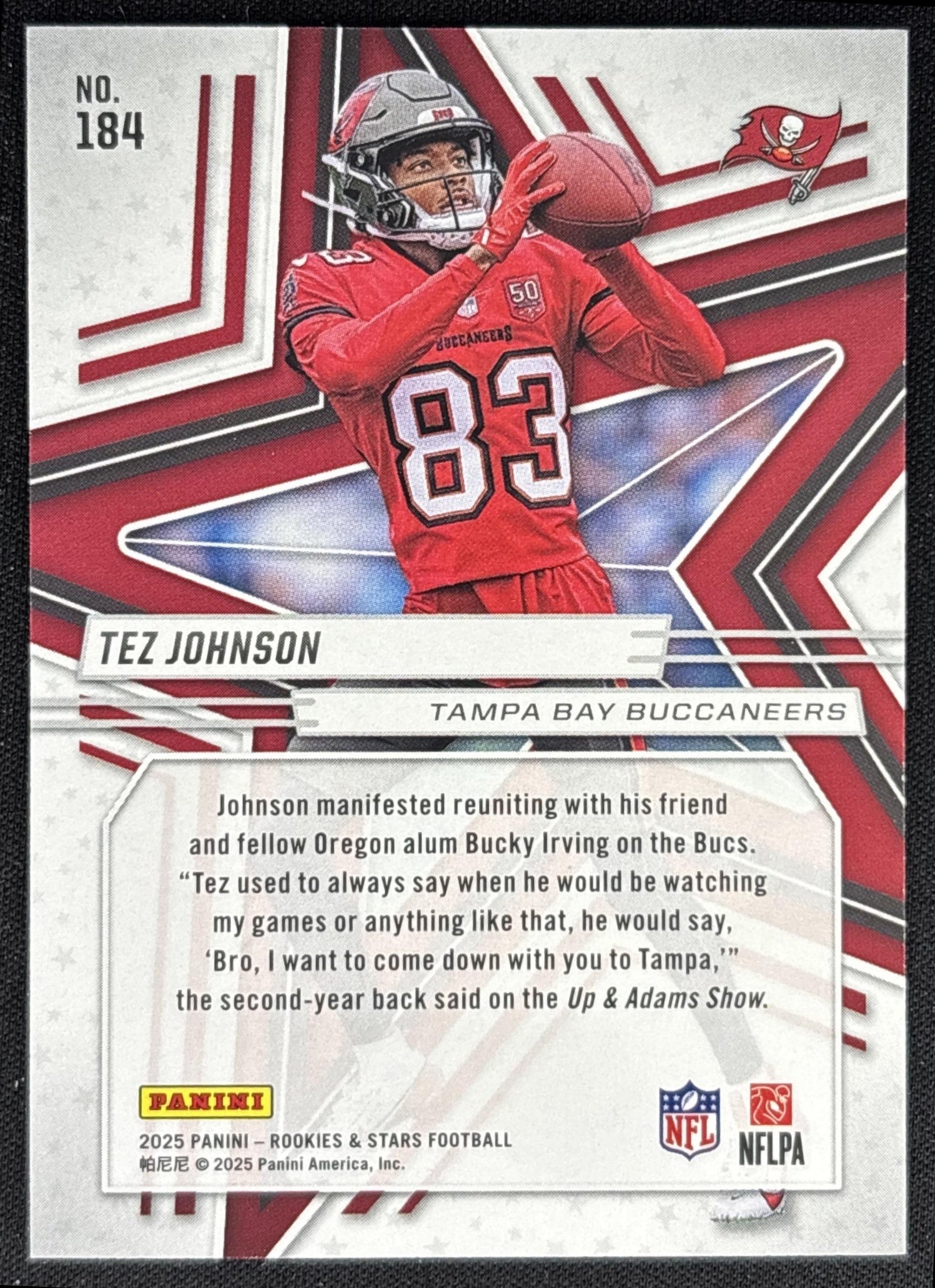 Tez Johnson 2025 Panini Rookies & Stars Orange /249 Buccaneers