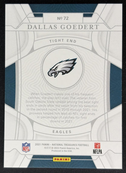 Dallas Goedert 2021 Panini National Treasures Purple /49 Eagles Sports Trading Card