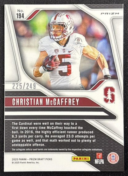 Christian McCaffrey 2025 Panini Prizm Draft Picks Blue /249 Cardinal