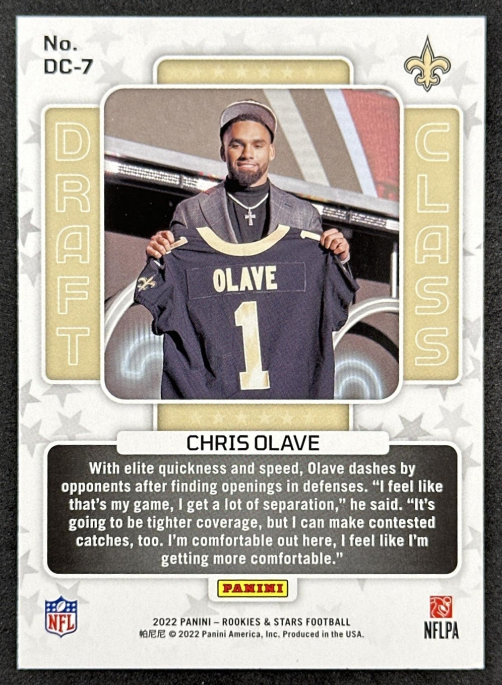 Chris Olave Draft Class 2022 Rookies & Stars Saints Back