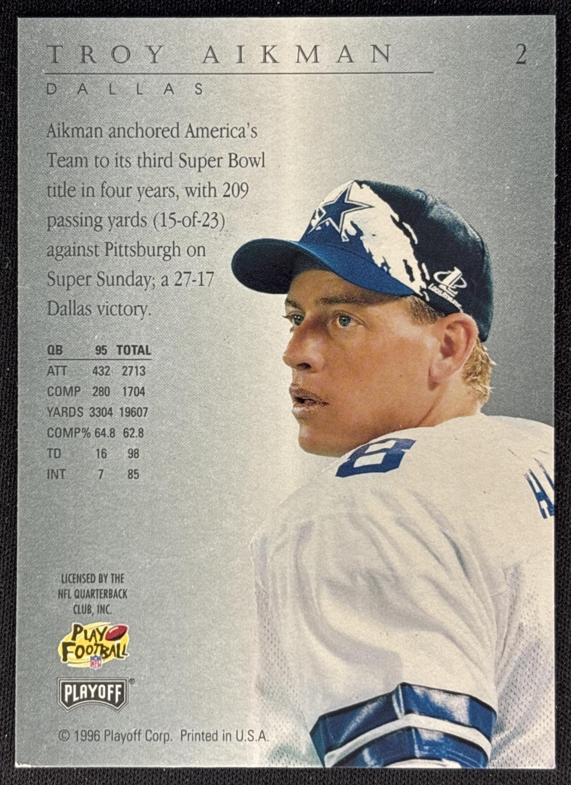 Troy Aikman 1996 Playoff Trophy Contenders Cowboys Sports Trading Cards