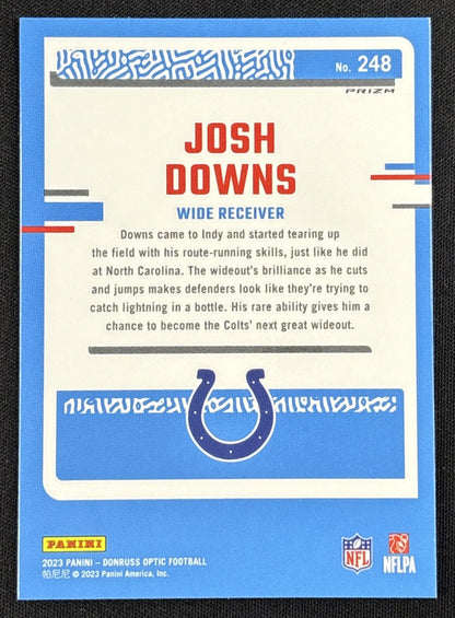 Josh Downs 2023 Panini Donruss Optic Blue Stars Prizm Colts