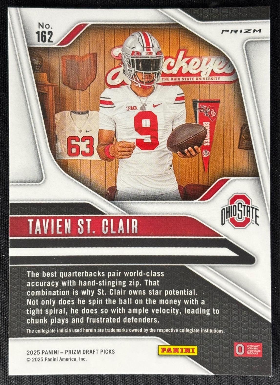 Tavien St. Clair 2025 Prizm Draft Picks Red Ice Buckeyes Sports Trading Card