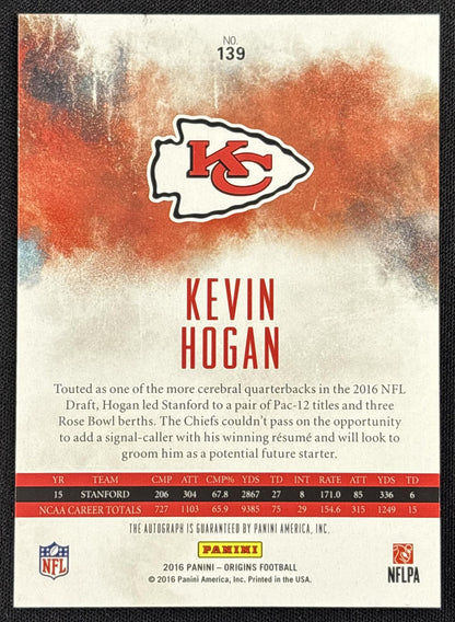 Kevin Hogan 2016 Panini Origins Auto Rookie Kansas City Chiefs