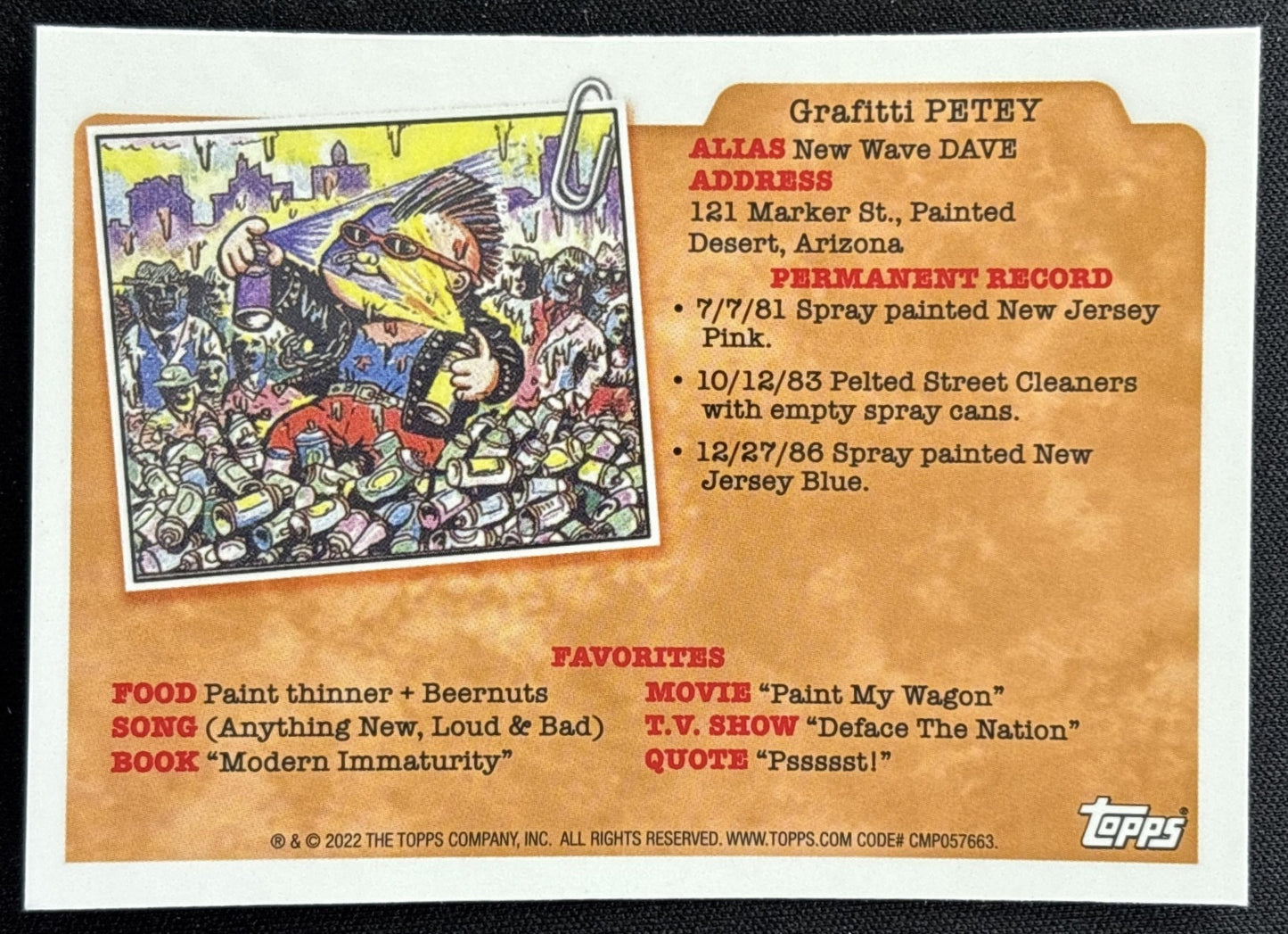 Batty Barney 2022 Topps Garbage Pail Kids Sapphire