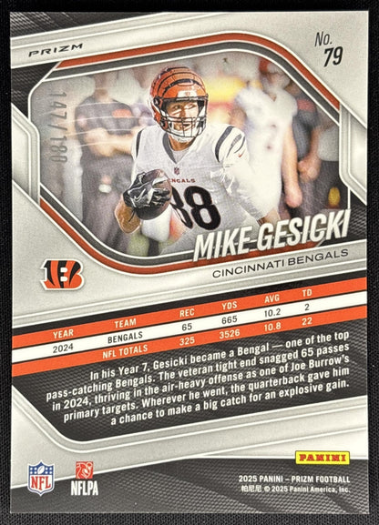 Mike Gesicki 2025 Panini Prizm Pigskin /180 Bengals Sports Trading Cards