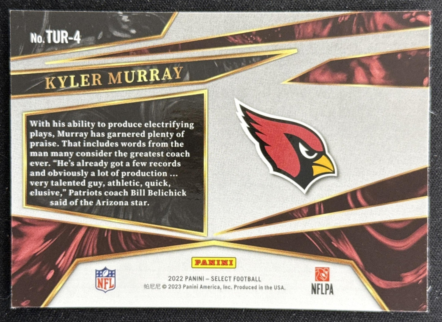 Kyler Murray 2022 Panini Select Turbocharged Cardinals Sports Trading Card