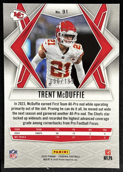 Trent McDuffie 2025 Panini Phoenix Orange Pandora Prizm /189 Chiefs