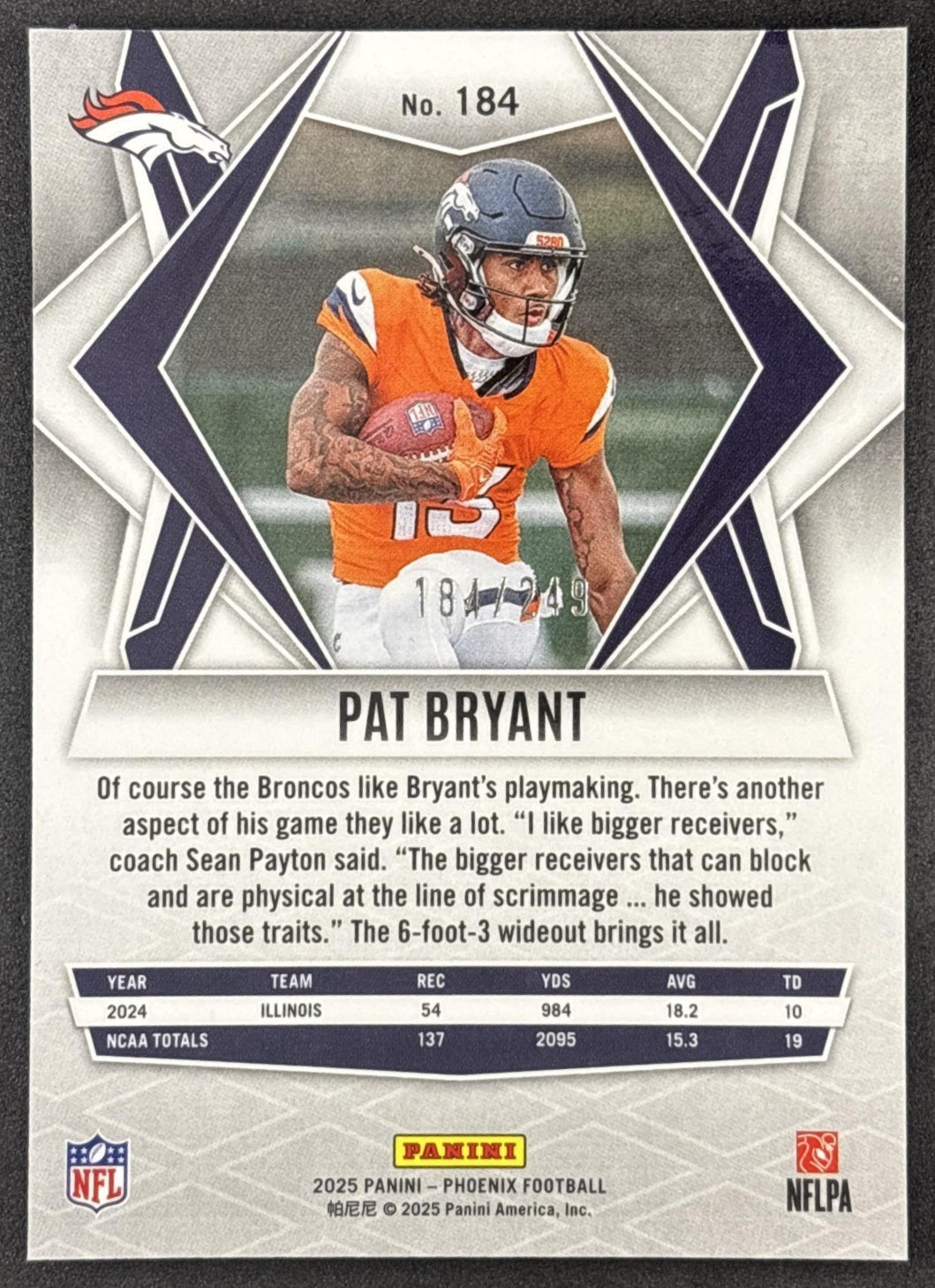 Pat Bryant 2025 Panini Phoenix Purple Winter Prizm /249 Broncos