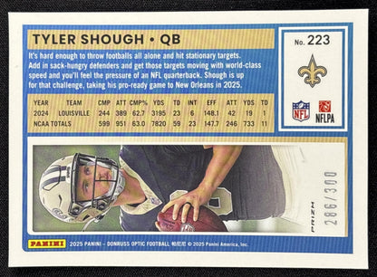 Tyler Shough 2025 Panini Donruss Optic Rated Rookie Wave Prizm /300 Saints