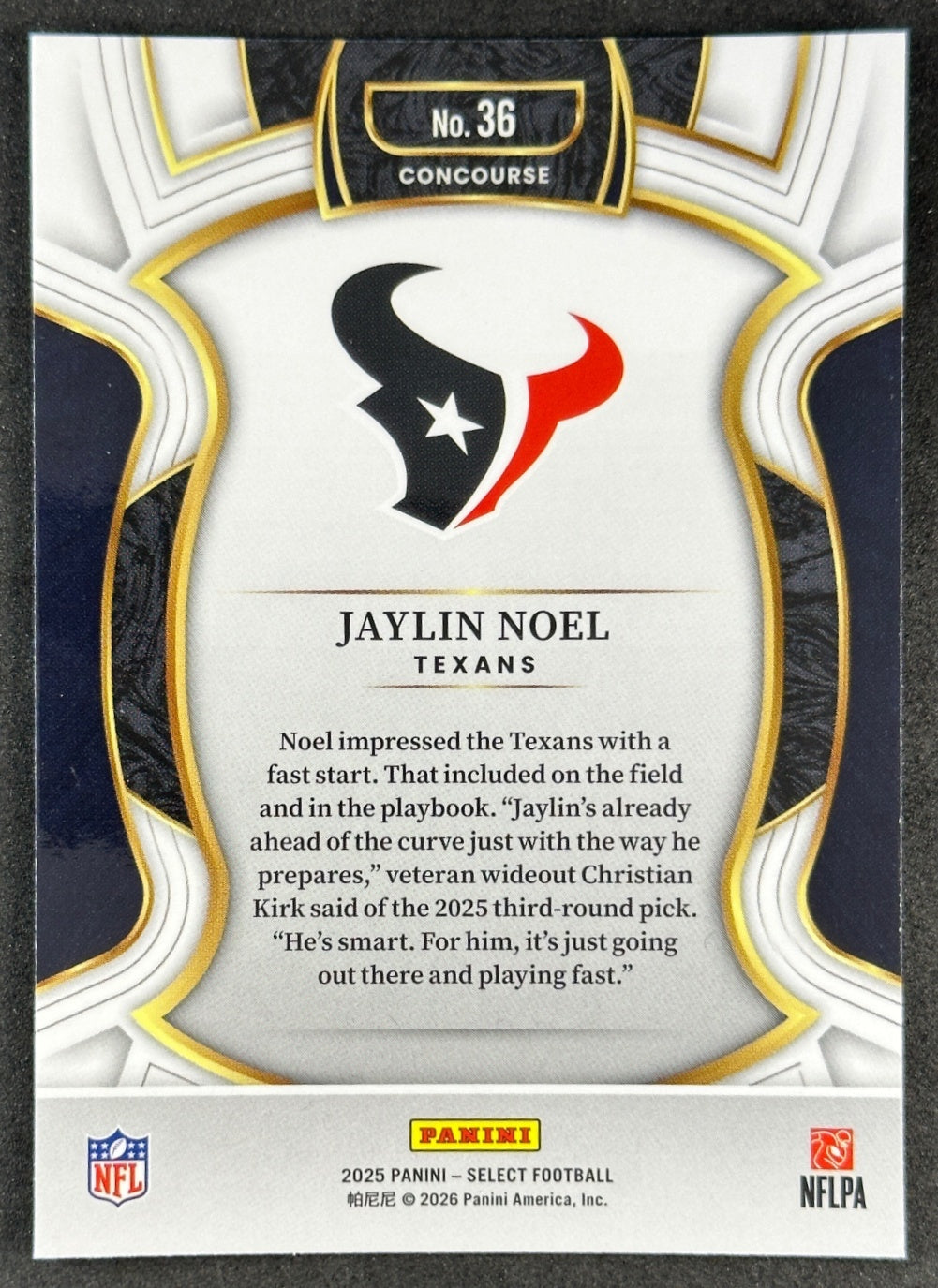 Jaylin Noel 2025 Select Concourse Texans Sports Trading Cards