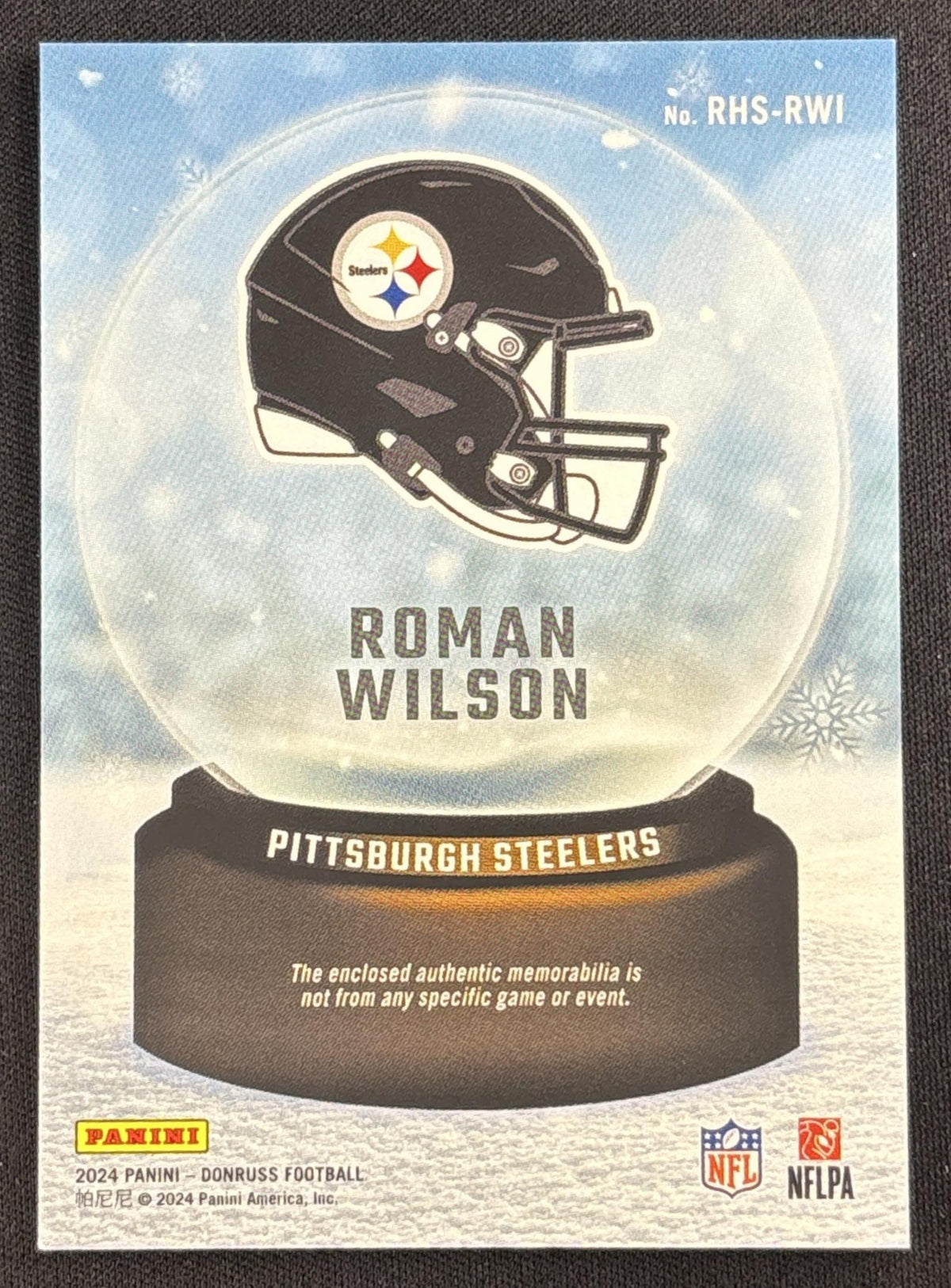 Roman Wilson 2024 Panini Donruss Rookie Holiday Sweater Steelers