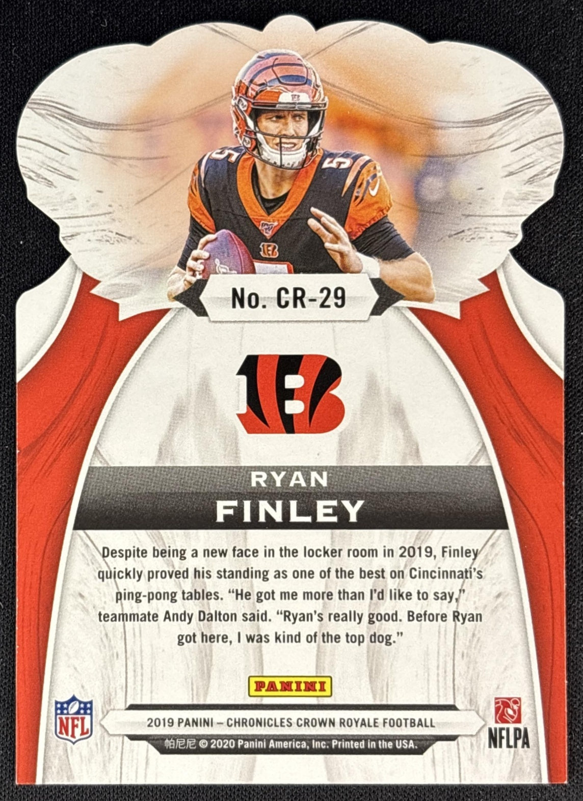 Ryan Finley 2019 Panini Chronicles Crown Royale Bengals back