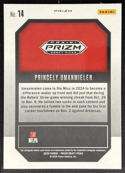 Princely Umanmielen 2025 Panini Prizm Draft Picks New Recruits Red Ice Rebels Panthers Sports Trading Cards