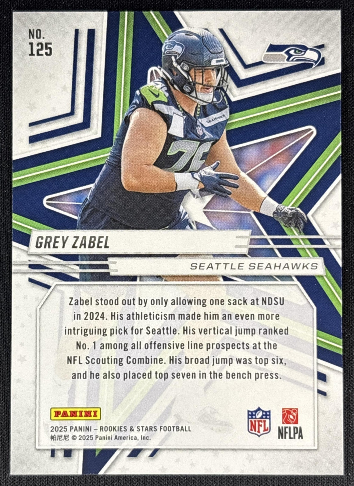 Grey Zabel 2025 Panini Rookies & Stars Purple /999 Seahawks Back