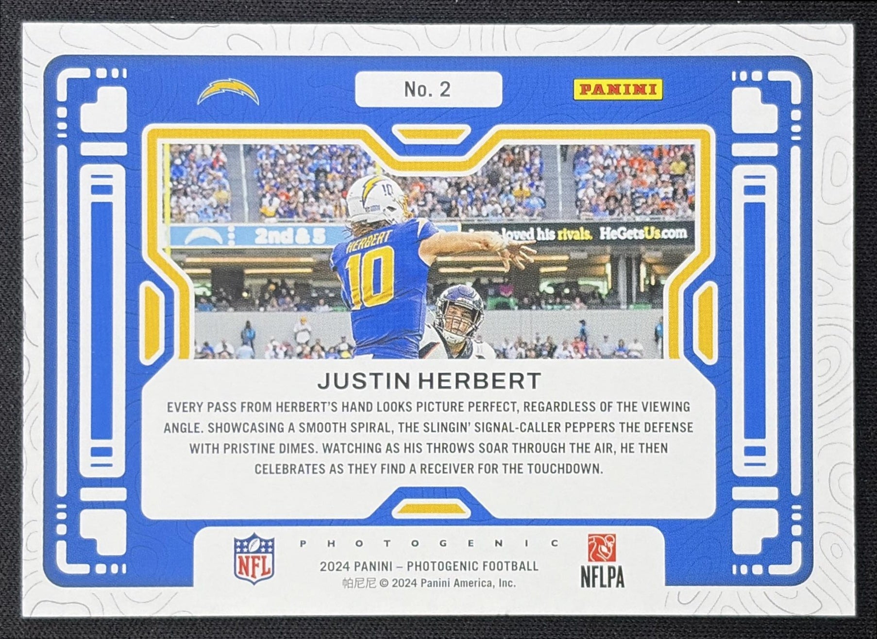 Justin Herbert 2024 Panini Photogenic A Different View Silver /150 Chargers