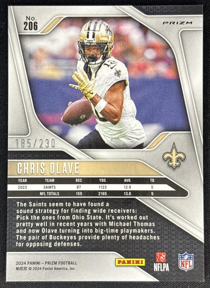 Chris Olave 2024 Panini Prizm Blue Wave /230 Saints Back