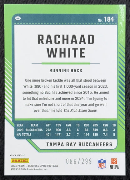 Rachaad White 2024 Panini Donruss Optic Aqua /299 Buccaneers
