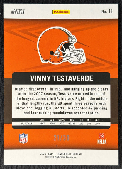 Vinny Testaverde 2025 Revolution Neutron /30 Browns - Back | Wayne Collection