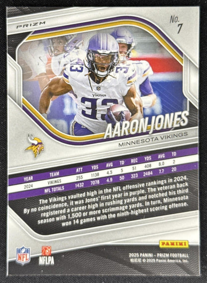 Aaron Jones 2025 Panini Prizm Lazer Vikings