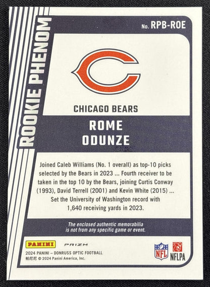 Rome Odunze 2024 Panini Donruss Optic Rookie Phenoms Blue Hyper Bears