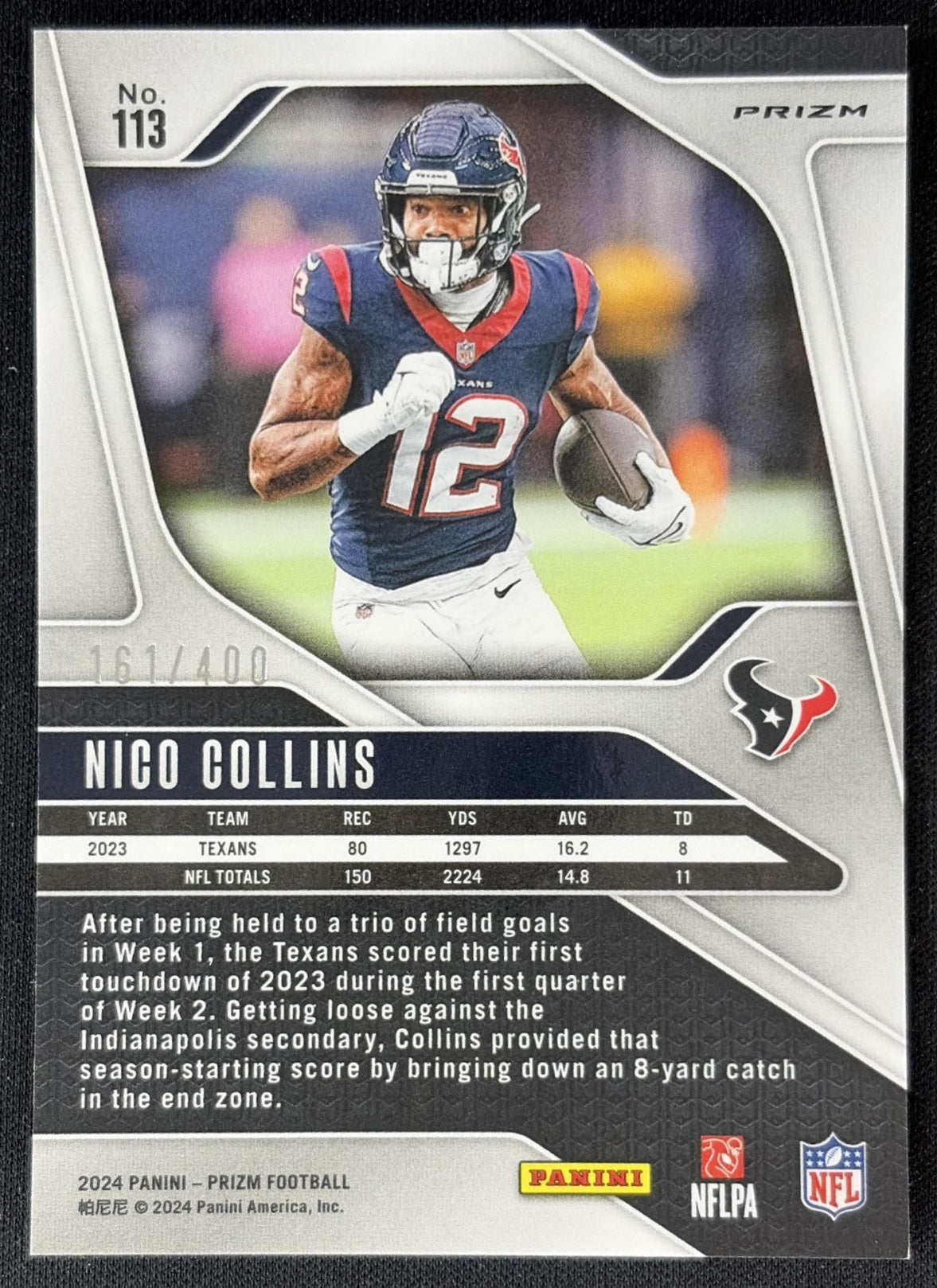 Nico Collins 2024 Panini Prizm Pandora /400 Texans back