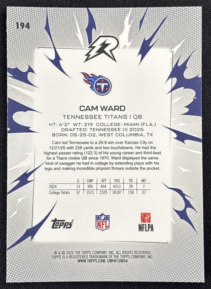 Cam Ward 2025 Topps Resurgence Titans