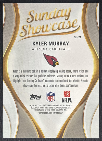 Kyler Murray 2025 Topps Signature Class Sunday Showcase Cardinals back