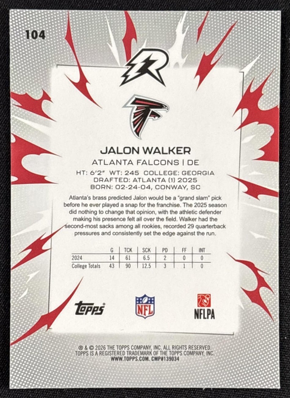 Jalon Walker 2025 Topps Resurgence Prism Refractor Falcons