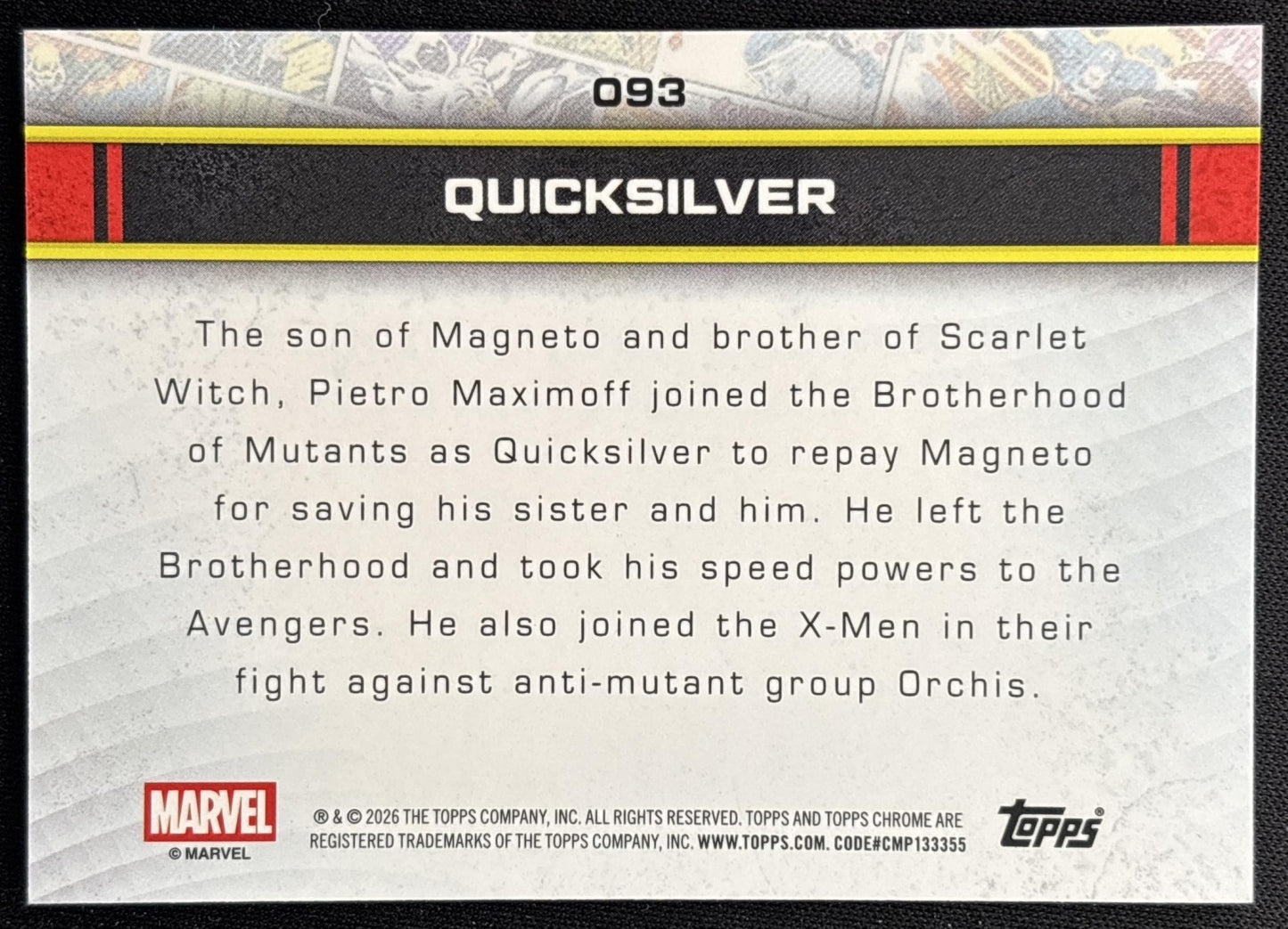 Quicksilver 2026 Topps Chrome Marvel Comics