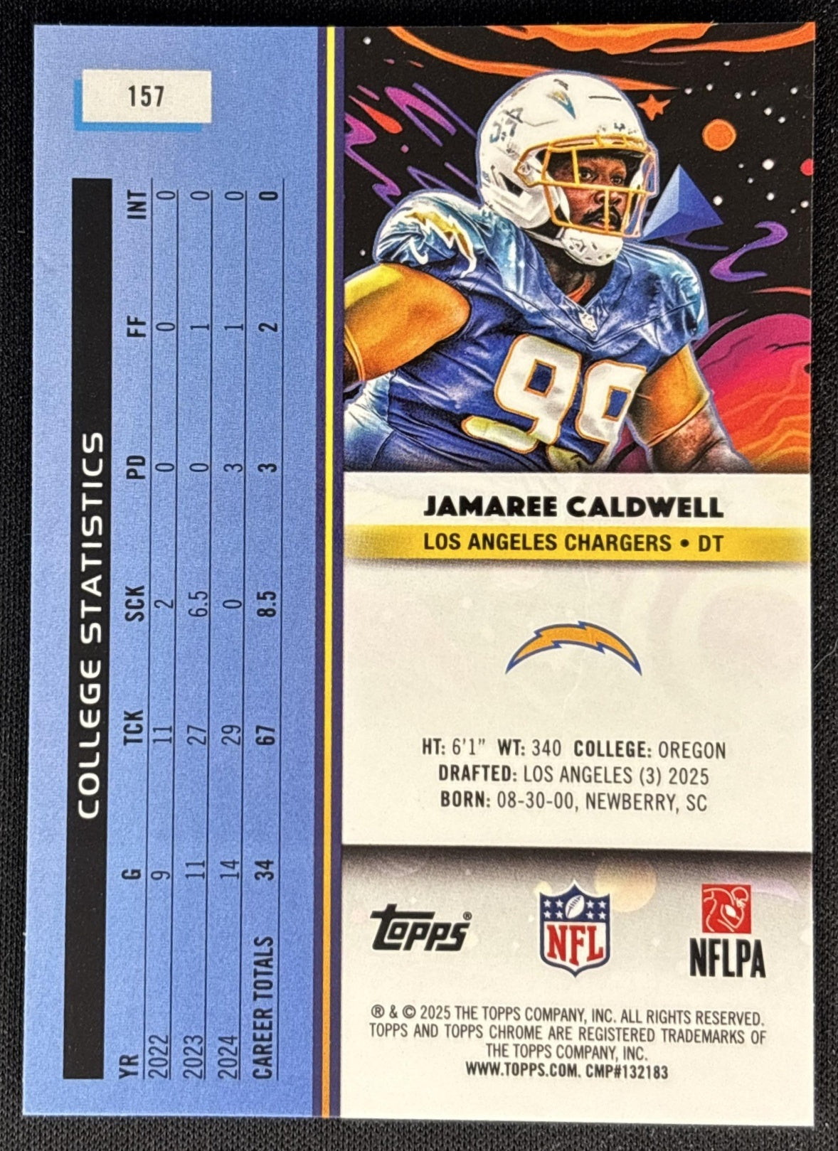 Jamaree Caldwell 2025 Topps Cosmic Chrome Chargers