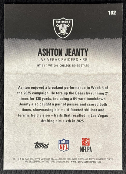 Ashton Jeanty 2025 Topps Signature Class Rookie Raiders Sports Trading Cards