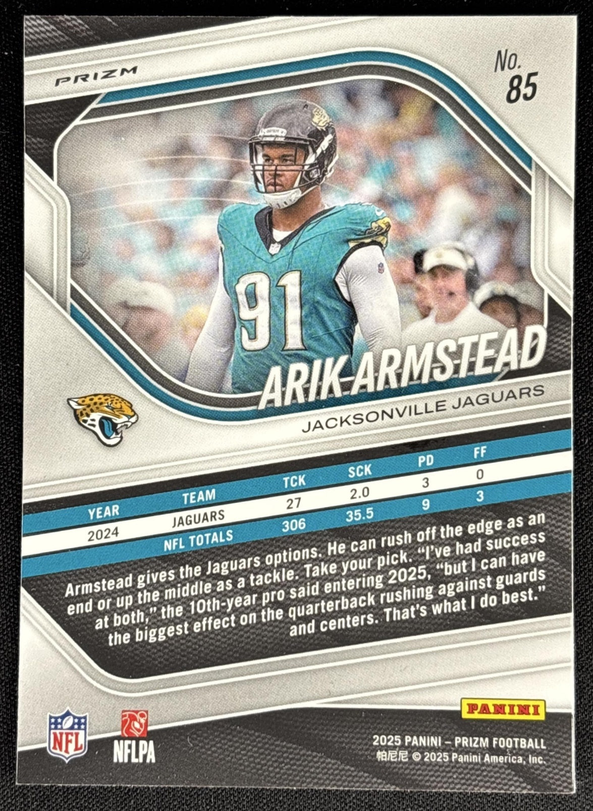 Arik Armstead 2025 Panini Prizm Neon Green Pulsar Jaguars Sports Trading Card