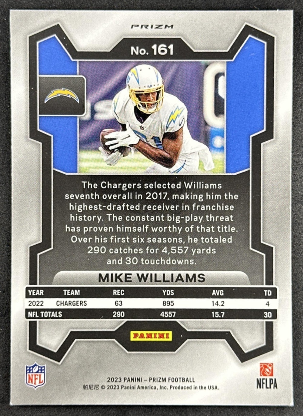 Mike Williams 2023 Panini Prizm Green Wave Chargers Sports Trading Cards