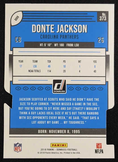 Donte Jackson 2018 Panini Donruss Press Proof Gold Die Cut /25 Panthers