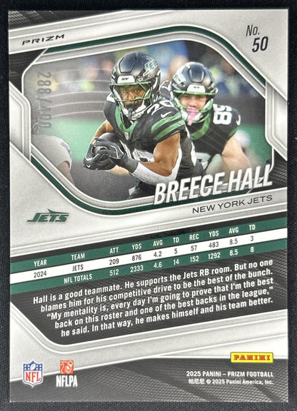 Breece Hall 2025 Panini Prizm Pandora /400 Jets Back