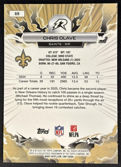 Chris Olave 2025 Topps Resurgence Saints New Orleans Saints back