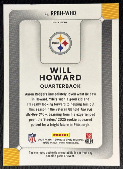Will Howard 2025 Panini Donruss Optic Rookie Phenoms Blue Hyper Prizm