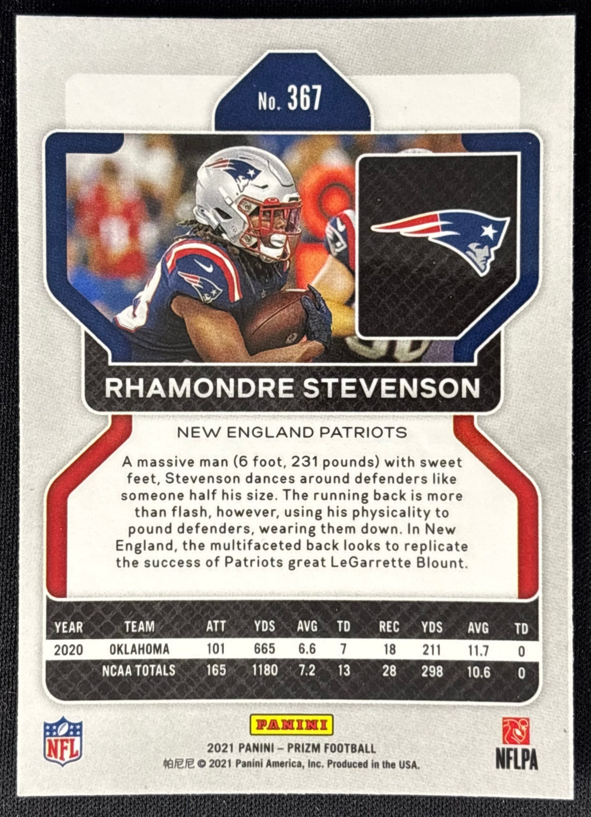Rhamondre Stevenson 2021 Prizm Patriots - Back