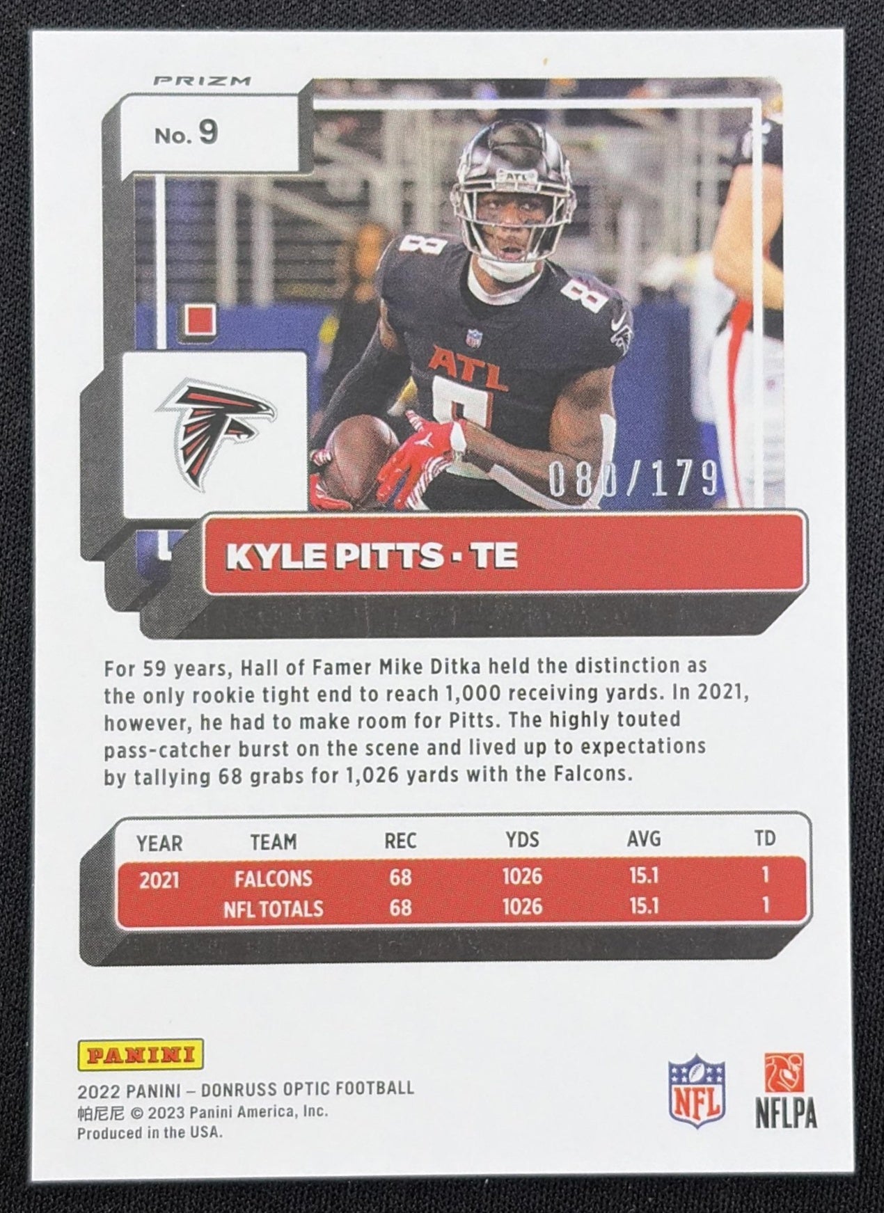 Kyle Pitts 2022 Panini Donruss Optic Blue /179 Falcons