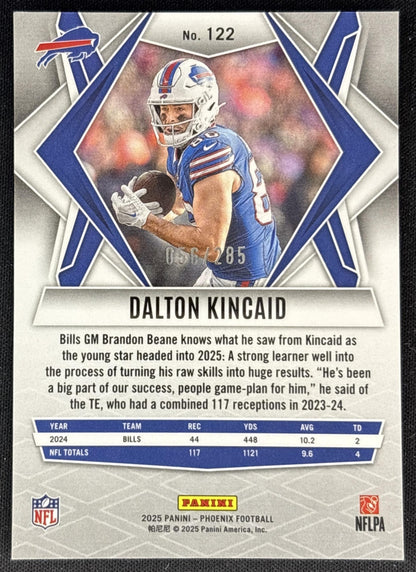 Dalton Kincaid 2025 Panini Phoenix Lime Green Pyramids Prizm /285 Bills back
