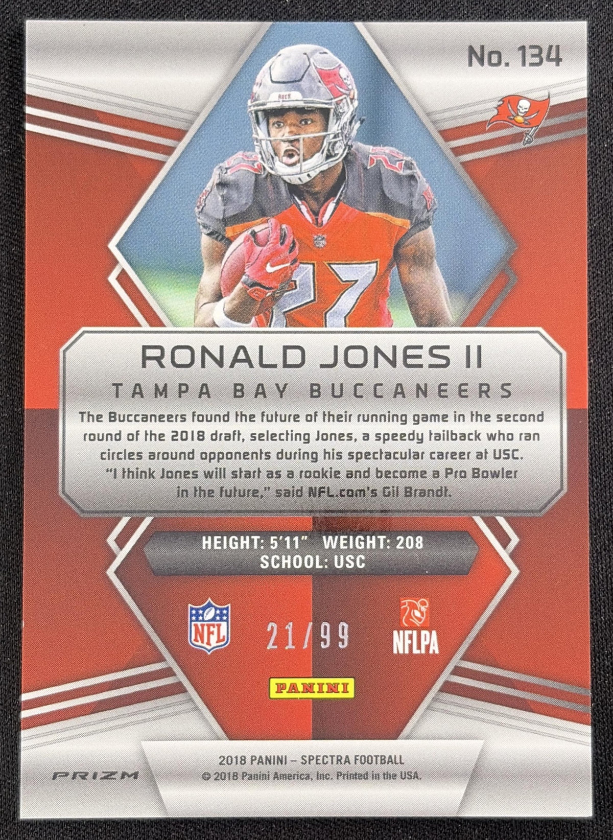 Ronald Jones II 2018 Panini Spectra /99 Buccaneers Sports Trading Card