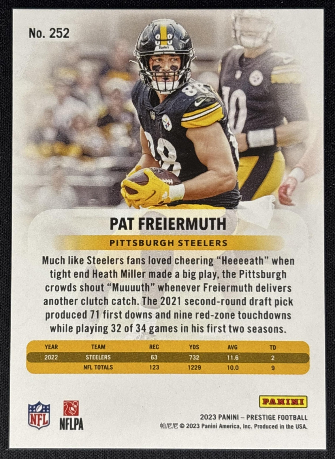 Pat Freiermuth 2023 Panini Prestige Xtra Points Red /599 Steelers back