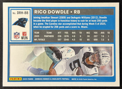 Rico Dowdle 2025 Panini Donruss Rookies & Highlights Panthers Sports Trading Cards